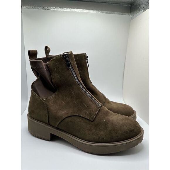 CUSHIONAIRE Women's zipper boot +Memory Foam 8.5 OLIVE - Picture 1 of 7